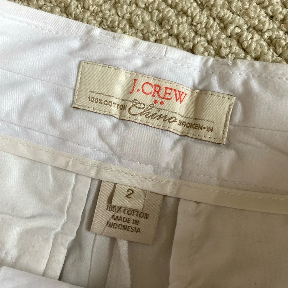 J. Crew 100% Cotton Chino Shorts White Size 2 Summer Chic Breathable Boating EUC